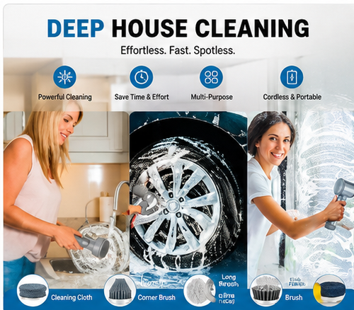 Homiqo ScrubPro cordless electric spin scrubber for deep house cleaning