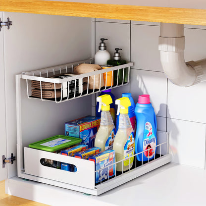 Homiqo™ SlideNest — 2-Tier Under-Sink Organizer